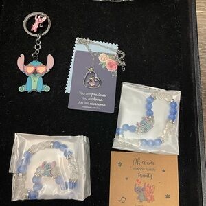 Disney Stitch Kids Jewelry Set - Blue and Silver